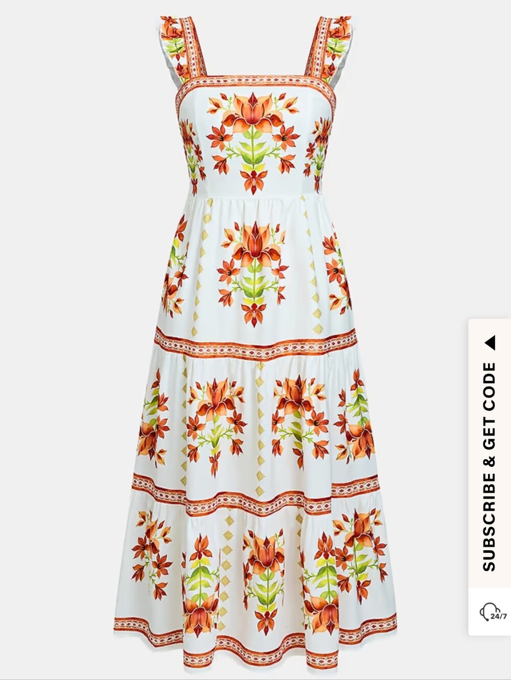 Cupshe White Maxi Dress with Orange Floral Motif